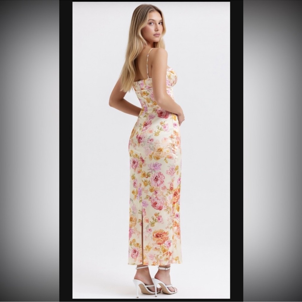 HOUSE OF CB 'Josefina' Ivory Floral Maxi Dress/Size XSmall(Plus) US2-4 $239 - Picture 5 of 13
